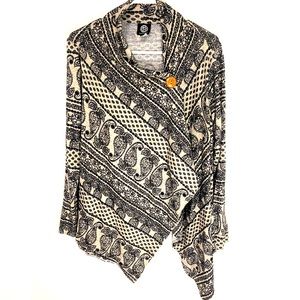 Bobeau One Button Fleece Cardigan Sweater Wrap- Size Small